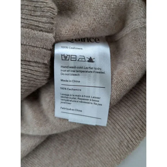 Quince Mongolian Cashmere Full Zip Hoodie Womens Small Oatmeal Neutral Cozy Lux - Picture 5 of 8